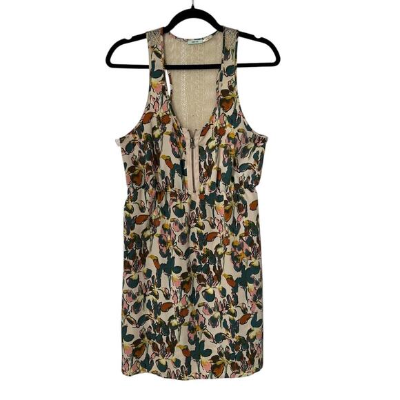 Kimchi Blue Top Size M Brown Floral Sleeveless Crochet Sheer Halter Racerback - Picture 1 of 11